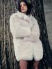 Eco-friendly Faux Fox Fur Mid-length Coat, Thickened Winter 2025 - European/American Style