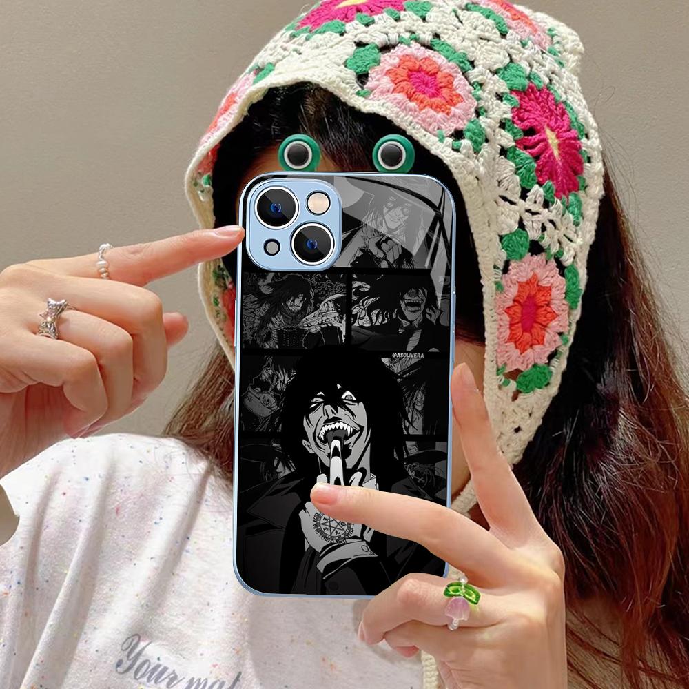 Alucard Hellsing Anime Phone Case Tempered Glass For iphone 14 13 12 11 Pro Mini XS MAX 14Plus X XS XR Cover