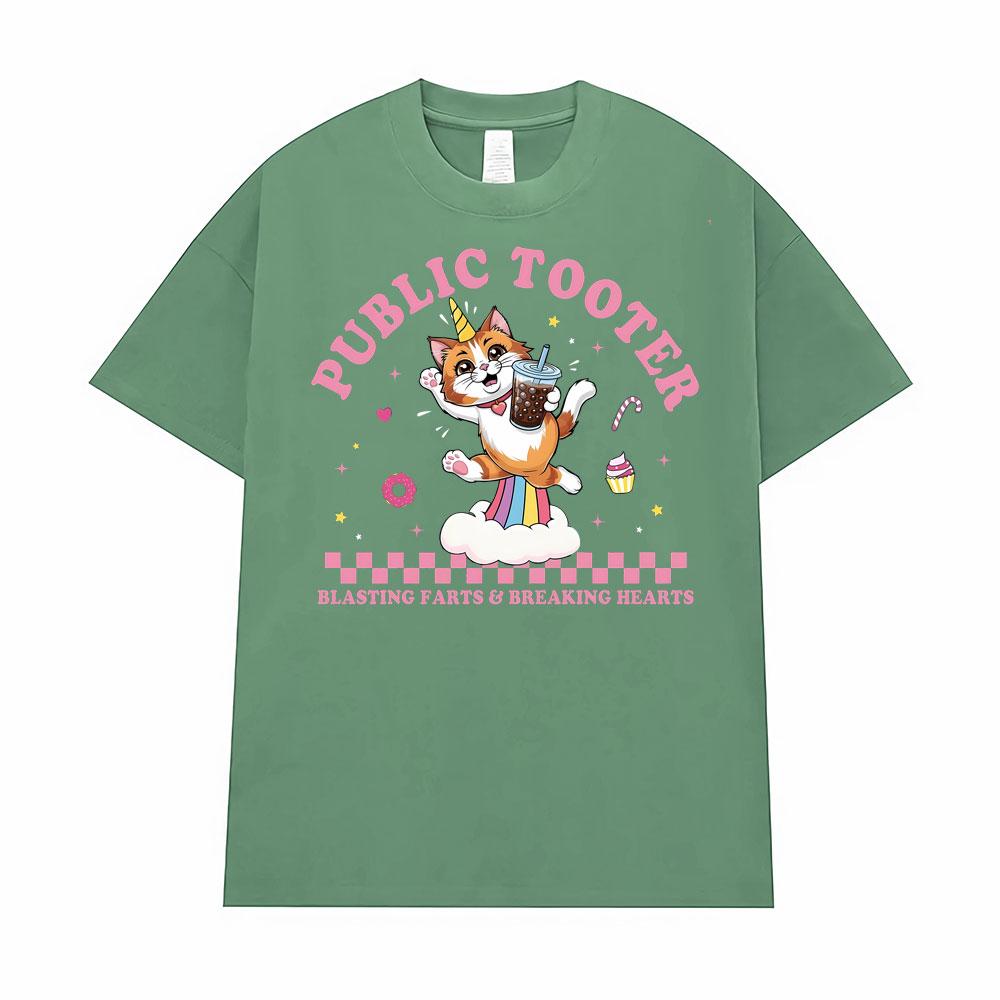 

Funny Meme Adult Humor Public Tooter Cat Graphic T-shirt Men s Clothing Oversized Short Sleeve T Shirts Fashion Cartoon T-shirts 4XL