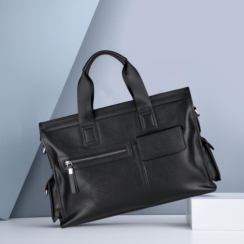 Men's Casual Genuine Leather Briefcase: Fashionable Cowhide Laptop Bag and Large Capacity Business Messenger Handbag