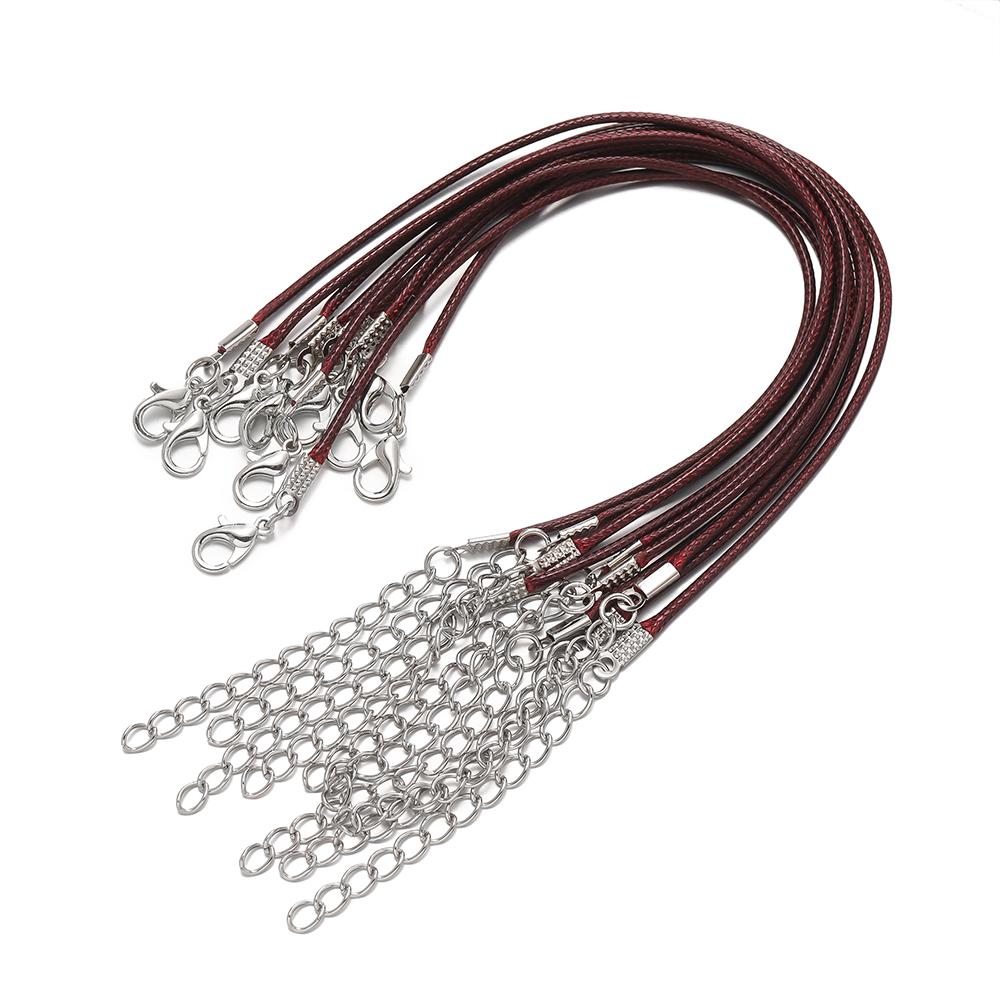 10pcs/Lots 1.5/2mm PU Leather Bracelet Cord  Kit Wax-Coated Braided Strings With Charms for Bracelet Jewelry Making Supplies