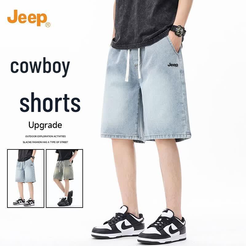 JEEP Men s Washed Denim Loose Straight Fit Knee-Length Shorts 2XL