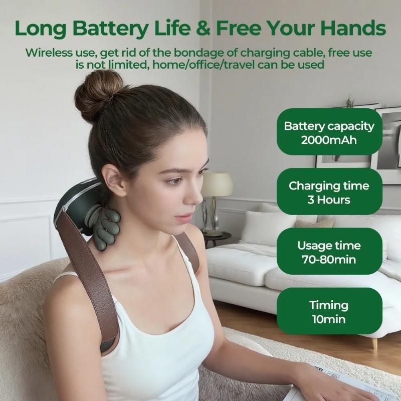 2026 New Bionic Finger Neck Shoulder Massager Wireless Neck Cervical Trapezius 4D Kneading Body Back Hand Massage Shawl Brushless Motor