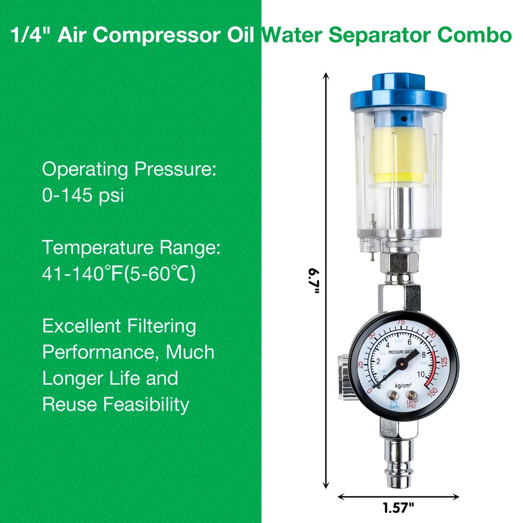 Spray Gun Oil/Water Separator, 1/4" Filter Pressure Regulator, EU Adapter With Air Pressure Regulator, Air Compressor Regulator