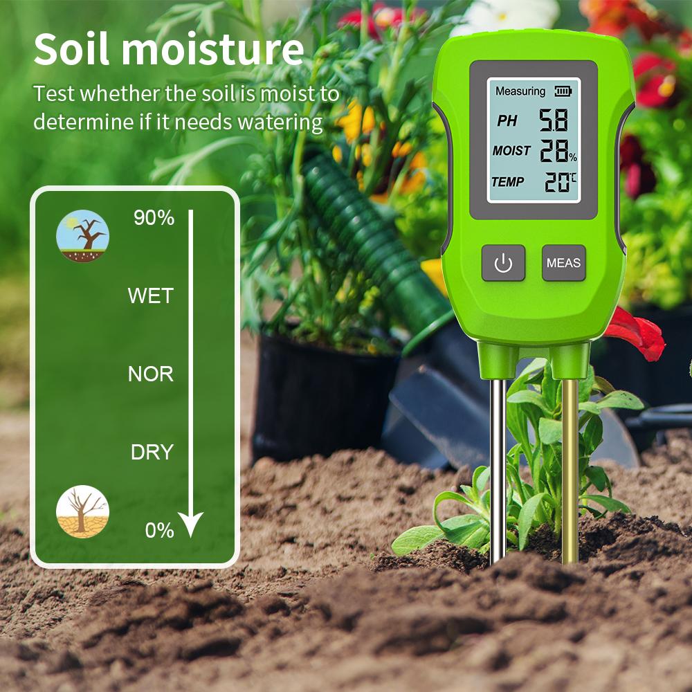 Handheld Soil Detector 3 in 1 Soil PH Humidity Temp Meter LCD Backlight Digital Soil Analyzer Accuracy Soil Moisture Meter