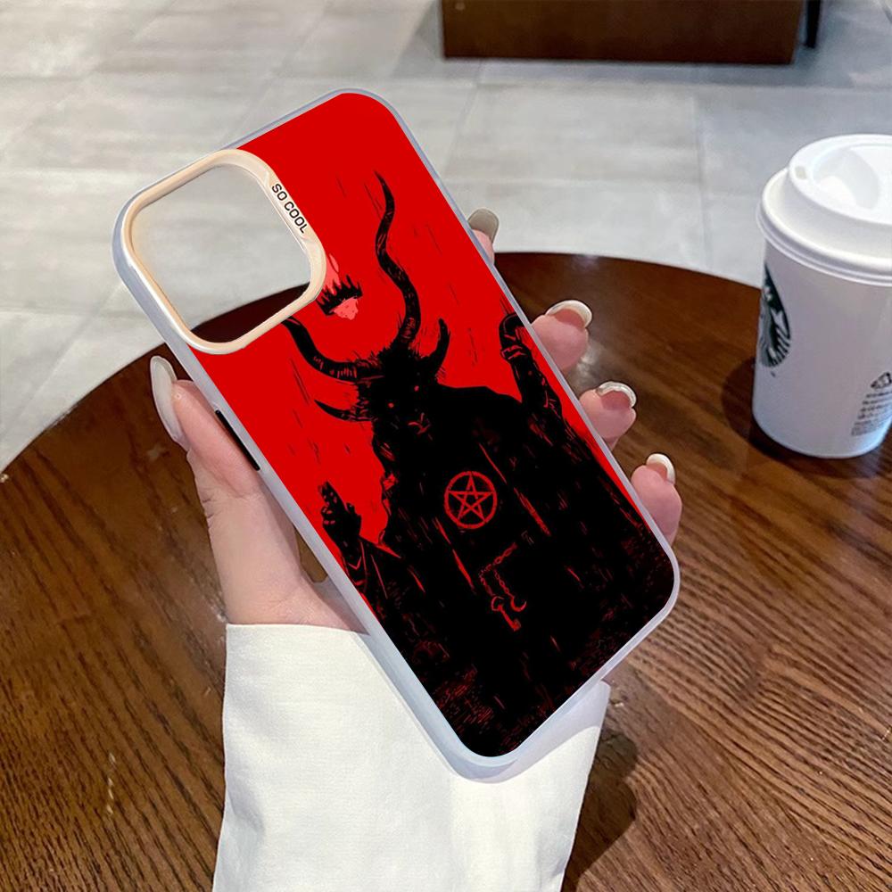 

Demon cool hip-hop pattern design Phone Case Gradient IMD Colorful Silver Suitable case for iPhone17 16 15 14 13 12 Pro Max iPhone 14 Plus