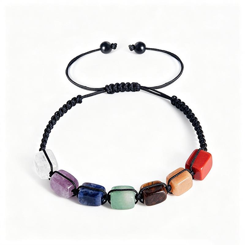 Natural Stone Bracelet Adjustable Hand Woven Colorful Beaded Bracelets
