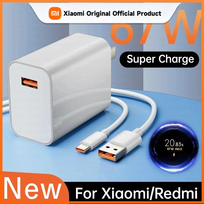 Xiaomi 67W Fast Charging Charger EU/US/UK USB Adapter Standard Charge Head Type-C Mobile Phone Type C Cable for Xiaomi Power Adapter