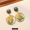 Niche Design Retro Plant Dried Flower Stud Earrings Beautiful Immortal Flower Earrings Women's Vacation Style Earrings Summer