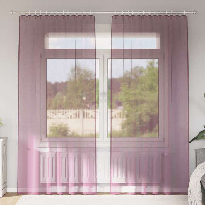 VidaXL Rideaux en voile avec boucles 2 pcs violet 140x245 cm, rideau en filet, rideau transparent, voile de fenêtre, 4102294