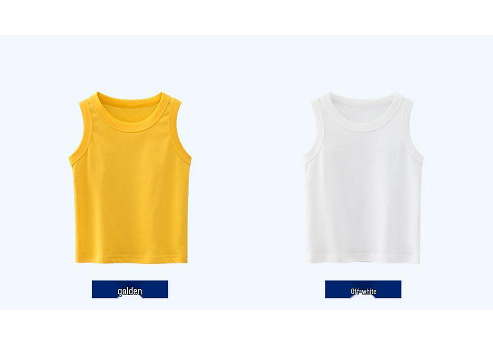 27kids Korean Style 2024 Summer Plain Vest T-shirt for Kids - No Pattern
