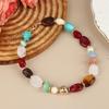 Bohemian Colored Resin Beaded Necklace For Women Vintage Adjustable Acrylic Short Choker Jewelry Gift