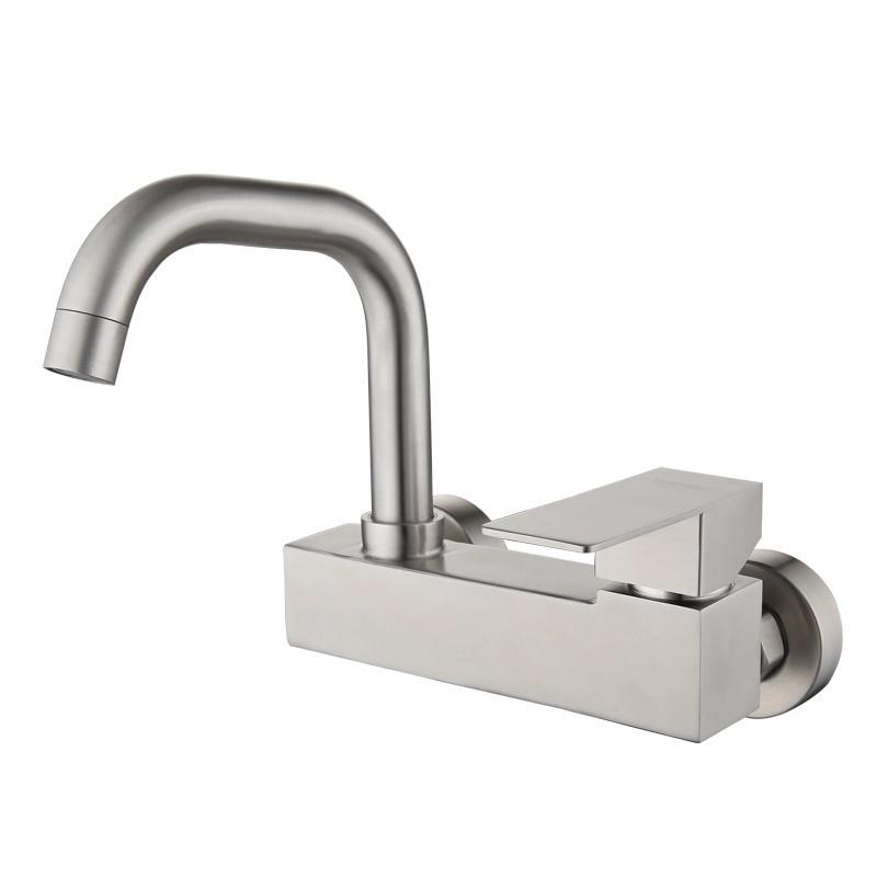 Basin Faucet Wall-mounted Sink Faucet Bathroom Single Faucet Hot and Cold Mixing Faucet Sink Universal Swivel Faucet