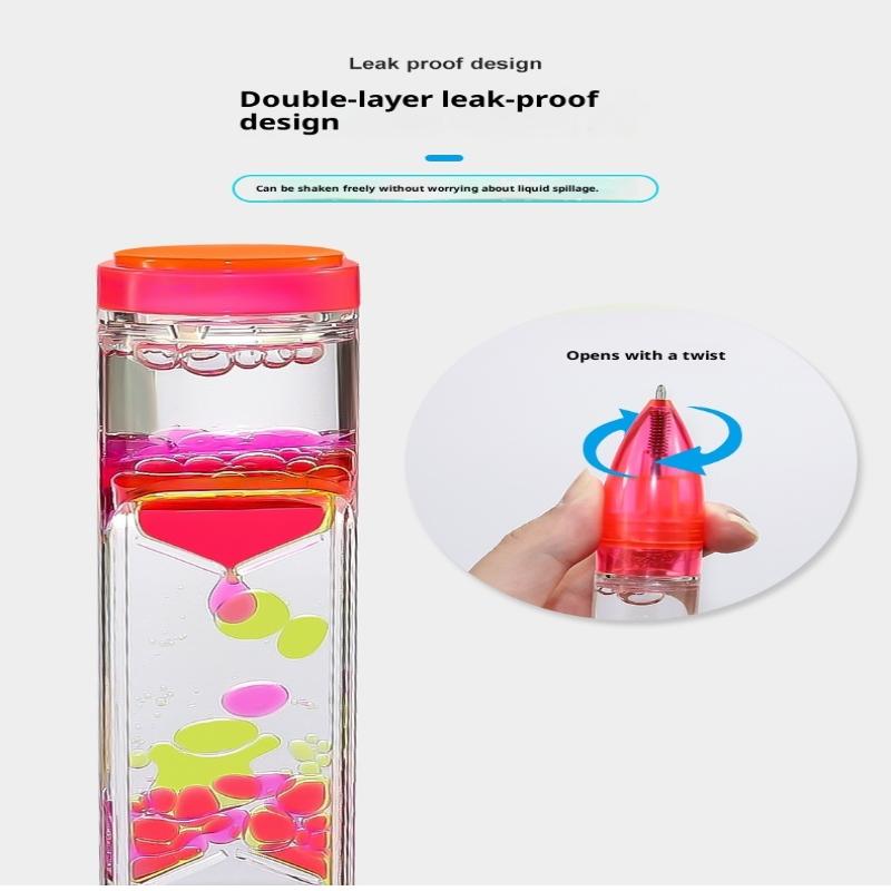 1Pc Liquid Motion Bubble Pen-Retractable Ballpoint,6 Colors, Anxiety Relief Stress-Free Writing, Cool Relax Pen For Study/Office