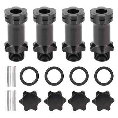 4 Bucăți Adaptor Extensie Butuc Hexagonal din Aluminiu 17mm pentru 1:Mașină RC Model 8 Raporturi(Negru)