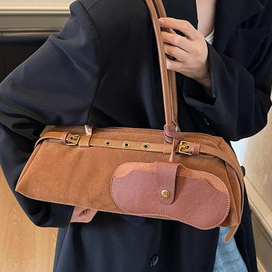 Bolsa de Ombro Baguette Feminina Versátil em Camurça Retrô 2025
