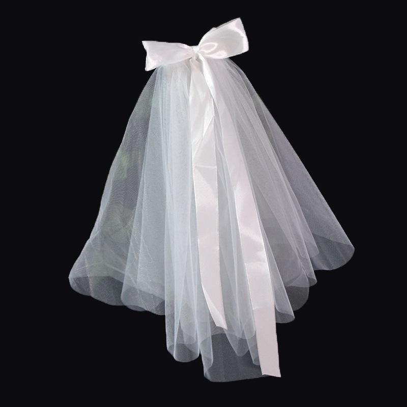 Elegant White Short Bridal Veil for Wedding Photos