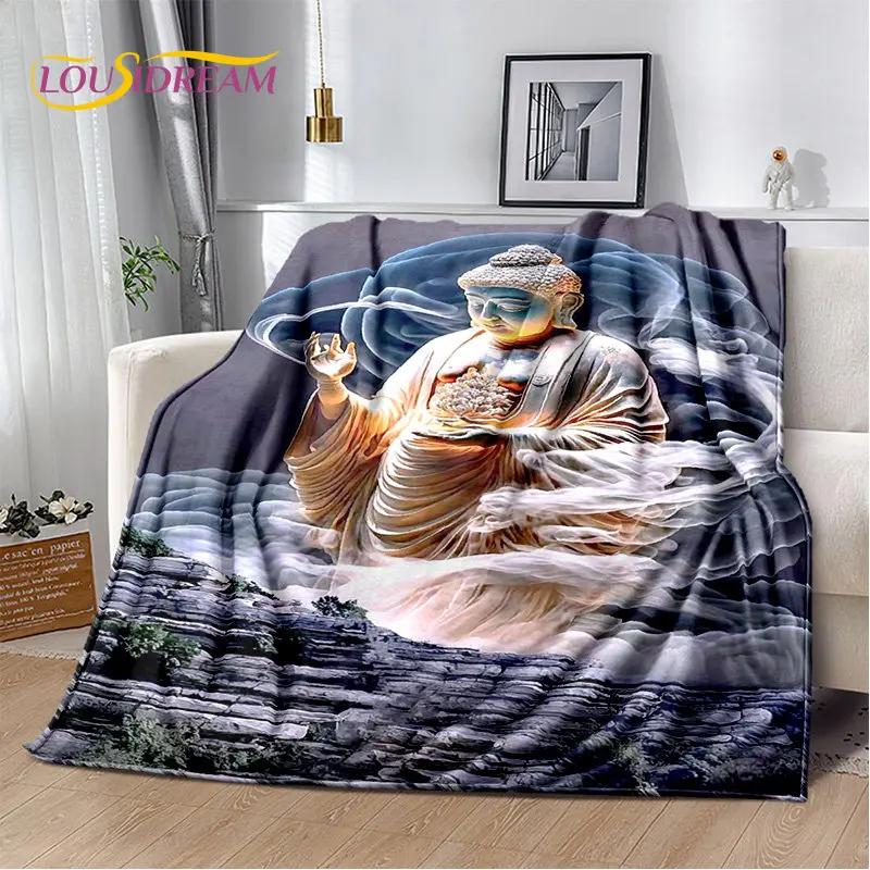 Manta de felpa suave de Buda Sakyamuni budismo fe religión, manta de franela para sala de estar, dormitorio, cama, sofá, oración