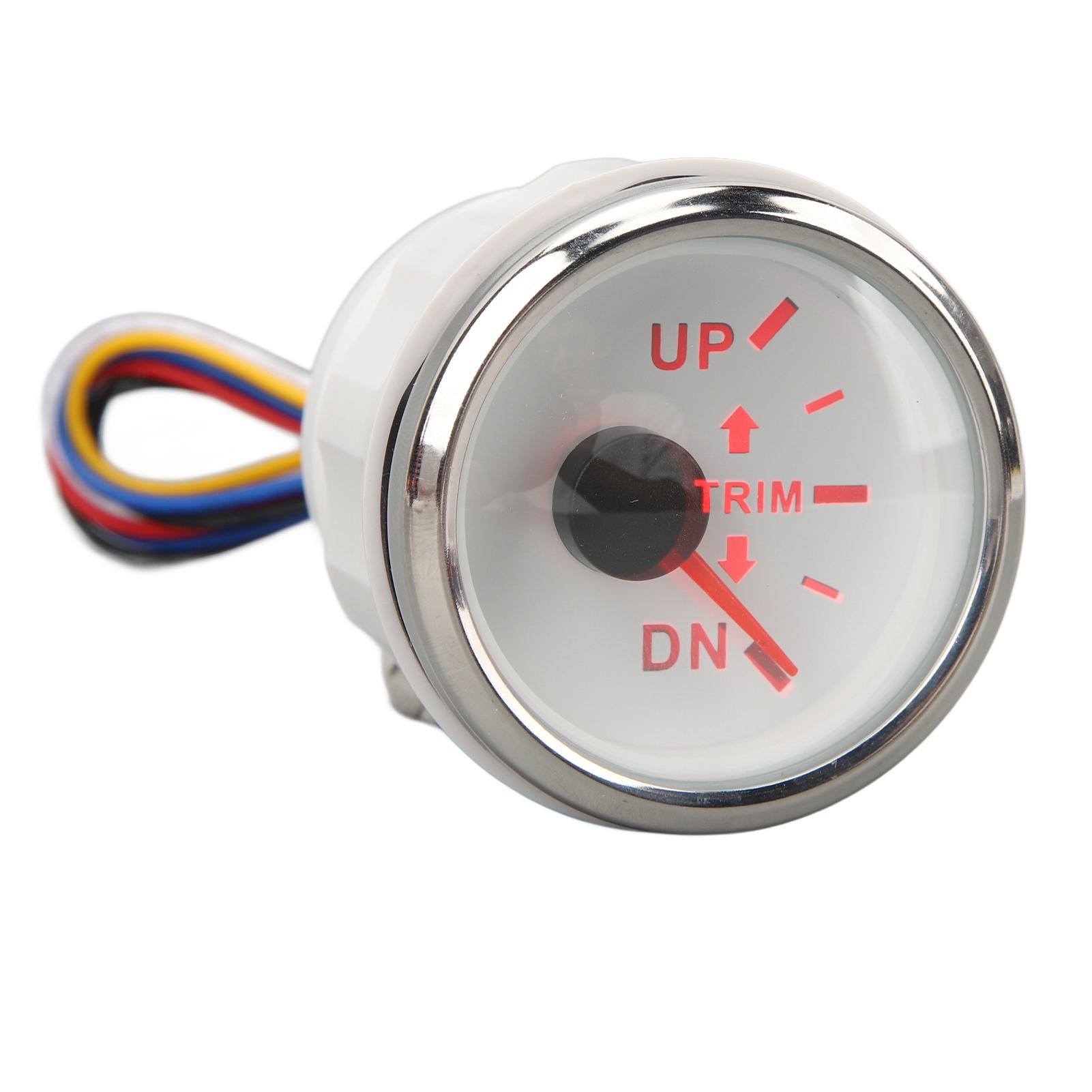 

52MM Boat Trim Gauge Stainless Steel DC9 to 32V UP DN Marine Trim Balance Meter for Yachts Marines White Dial with