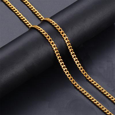 Punk Curb Kubanische Gliederketten 5mm Gold Silber Farbe Edelstahl Lange Halskette Für Männer Frauen Vintage Mode Schmuck Geschenk