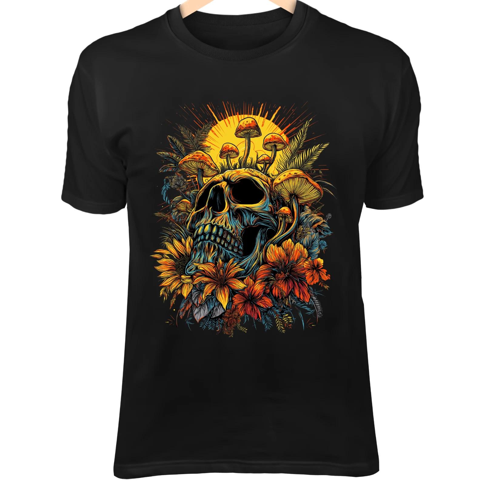 

Golden Sun Rays Skull - Sun-Bleached Skull & Tropical Flowers Art L