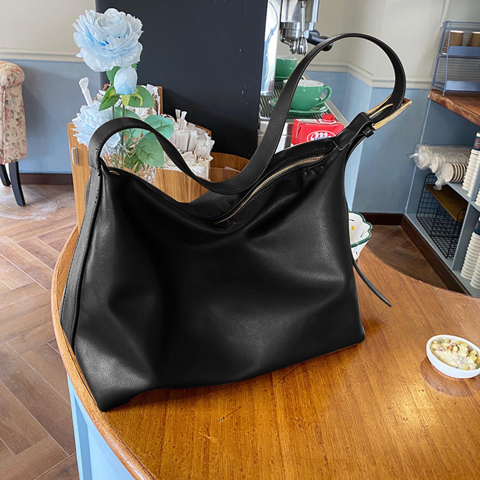 

Soft Leather Hobo Purse Wallet Zipper Casual Tote Pouch Women Shoulder Bag Hand Bag for Ladies Girls Travel Shopping Notebooks чорний