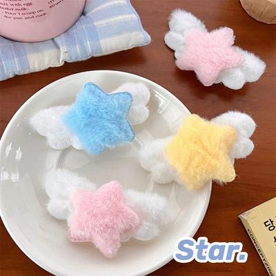 Hair Accessories Plush Star Hair Clip Ornament Sweet Fluffy Barrettes Plush BB Hairpins  Ladies