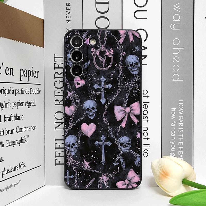 Vintage Gothic Pink Bow Skull Cross Pattern Phone Case for Huawei Nova 13 12 11 Pro 10 SE Mate 40 60 Pro+ P60 P50 P40 Soft Cover