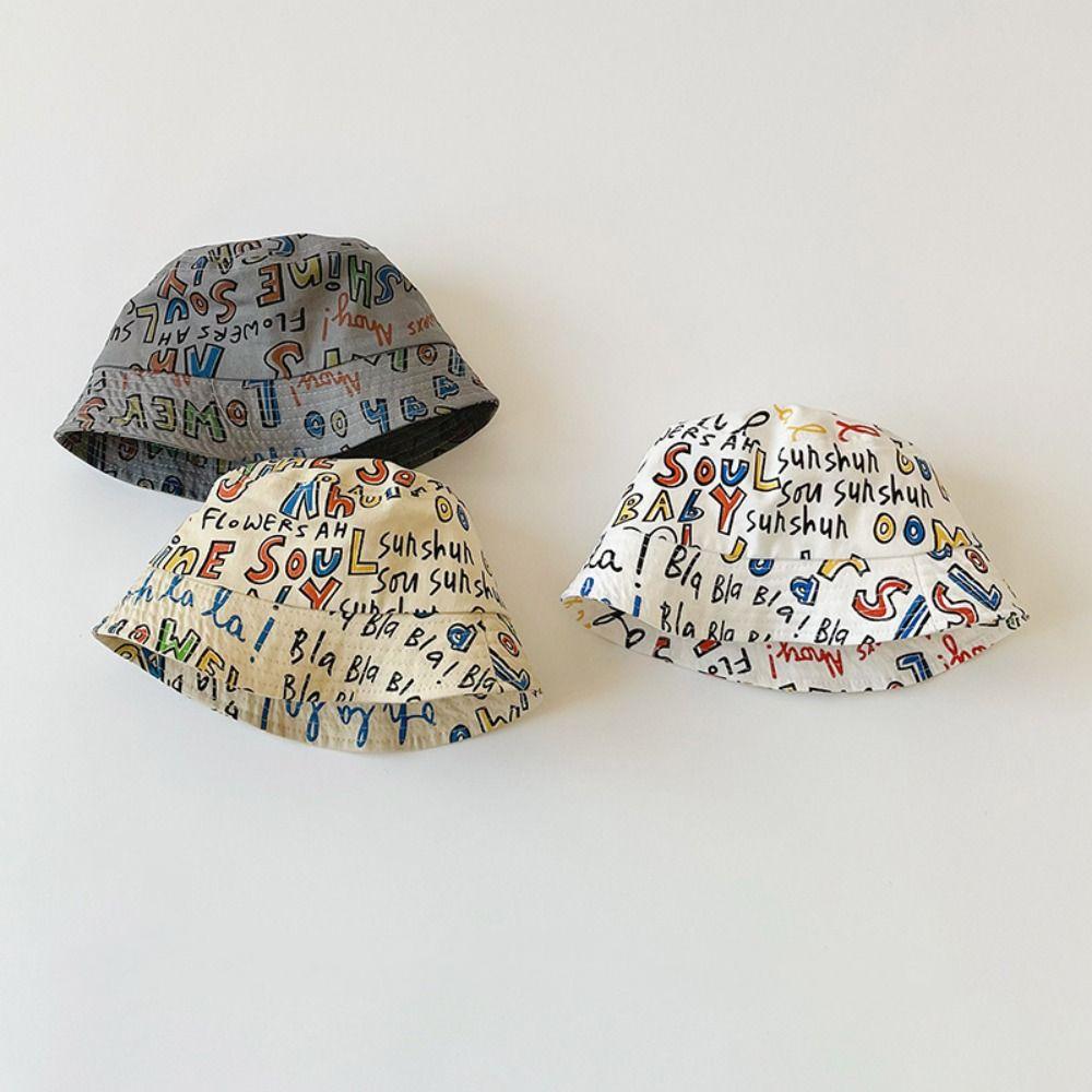 

Cottton Bucket Cap Graffiti Letter Basin Hats Fashion Children Fisherman Hat