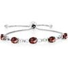 Gem Stone King 3-6 Cttw Gemstone Birthstone and Accent Lab Grown Diamond Tennis Bracelet For Women | 925 Sterling Silver | 7X5MM Oval | Adjustable
