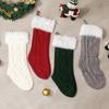 With Fluff Knitted Christmas Stocking Solid Color Large Size Christmas Gift Bag 18 Inches Christmas Tree Ornaments Fireplace