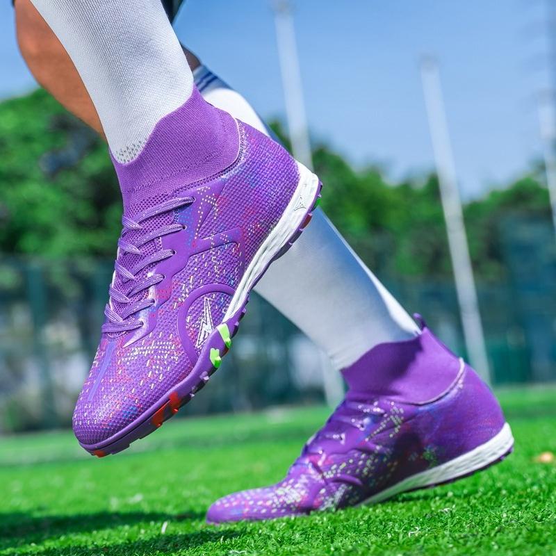 Men's/Women's Soccer Shoes Rubber Soft Sole Short Spikes Artificial Turf Indoor Competition Professional Children's Football Shoes
