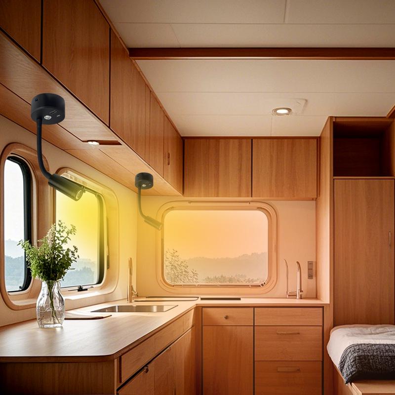 12V USB Type-C Touch Dimmable LED Gooseneck Reading Light for RVs, Boats, and Yachts