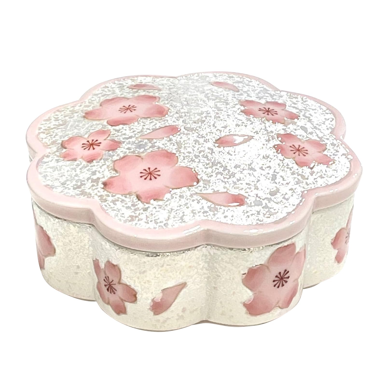 Арита-керамика, конфетница с крышкой, в форме цветка, дизайн с цветами сакуры, розовая, ручная роспись, от печи Tasei, переливающаяся, конфетница в форме цветка сакуры