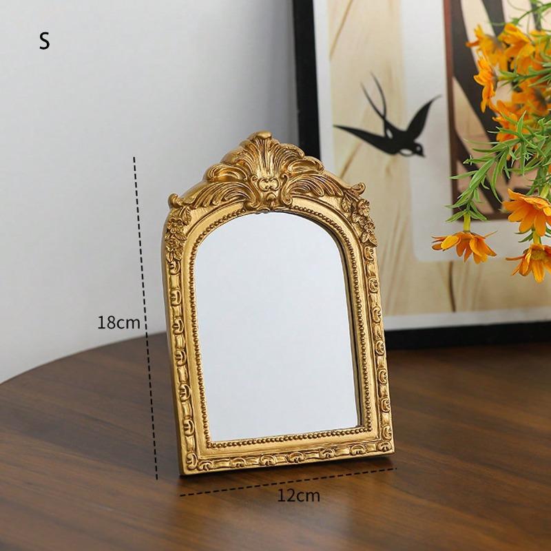 

Arched Carved Decorative Mirror Vintage Wall Mounted Mirror for Home Bedroom Living Room Entryway Bathroom Vanity Art Decor