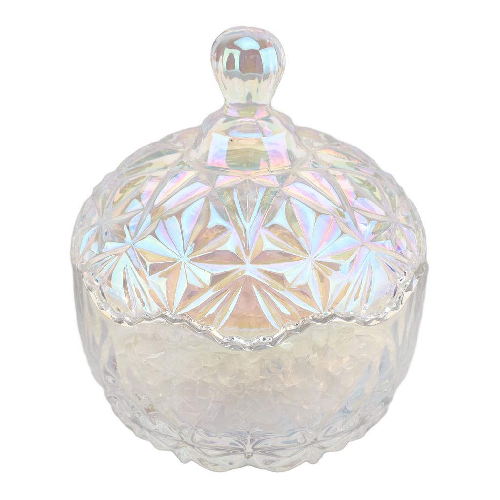 Crystal Glass Jar 400g White Crystal Degaussing Bowl Elegant Exquisite Candy Jewelry Container with