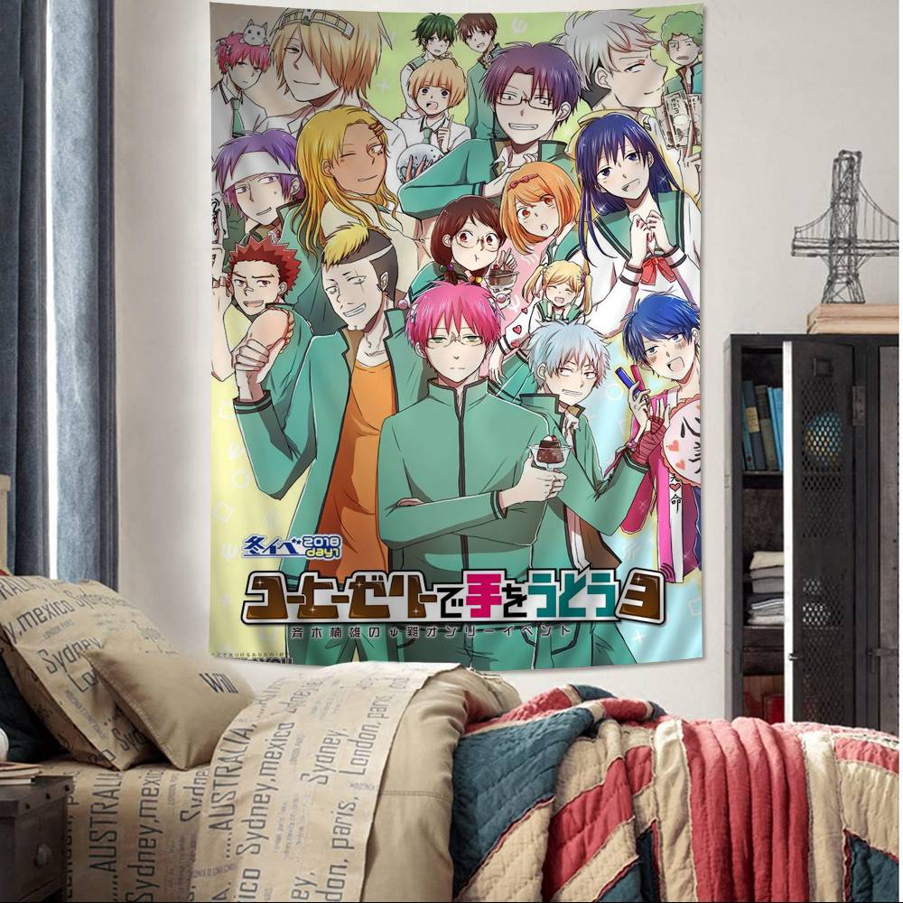Manga The Disaster Of Nanxiong Saiki K Printed Large Wall Tapestry Art Science Fiction Room Home Decor Decor Blanket