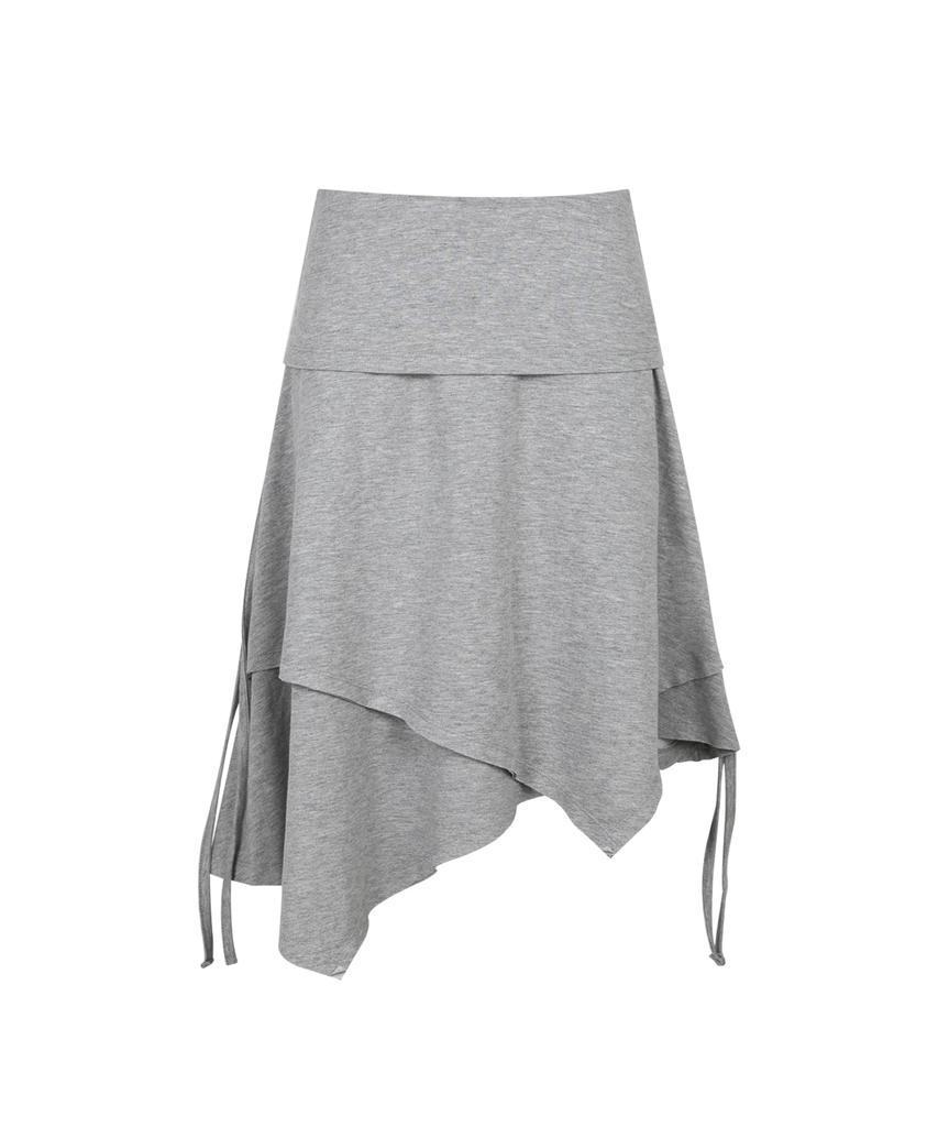 Saendeulig Unbalanced String Midi Skirt_Melange Gray