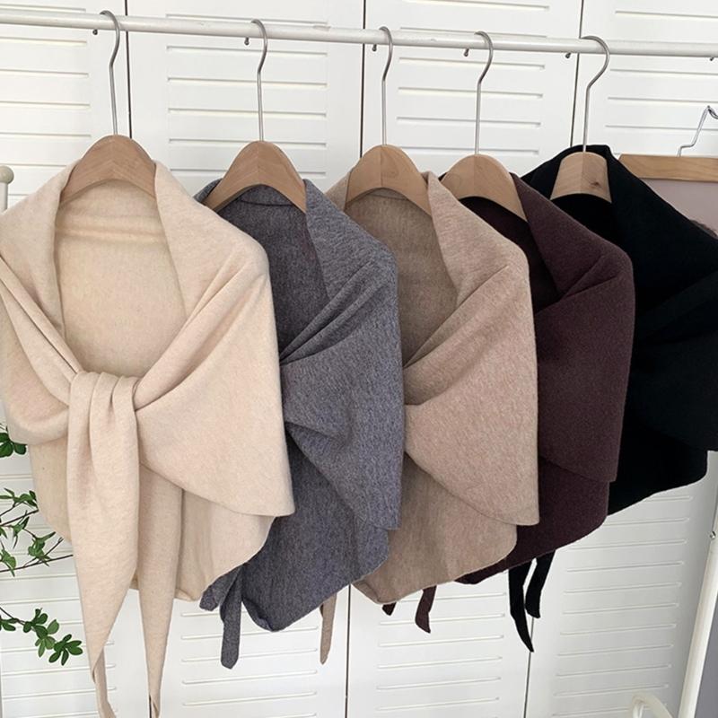 Versatiles Knitted Shawl Light weight Capes Fashionable Breathable Ponchos Warm Winter Accessory