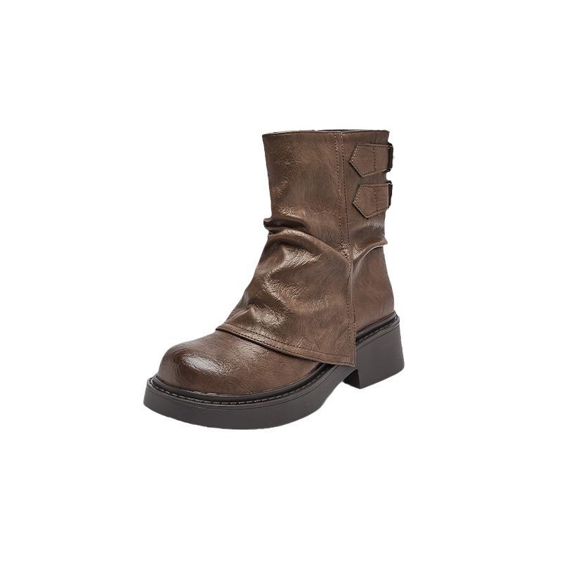 Kurzstiefel Damen Herbst und Winter 2025 neu Frühling und Herbst dicksohlige braune Hosen Einzelstiefel Ritter Mittelstiefel Damenstiefel