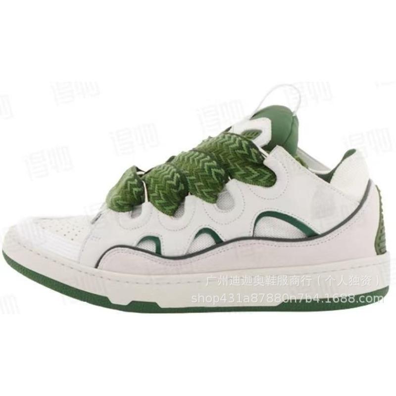 Leather Splicing Casual Shoes Trendy Sports Shoes Men's and Women's Board Shoes Bread Shoes