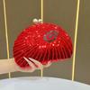 Handbag Pearl Embellished Clutch With Shell Appearance Design For Evening Party Dress