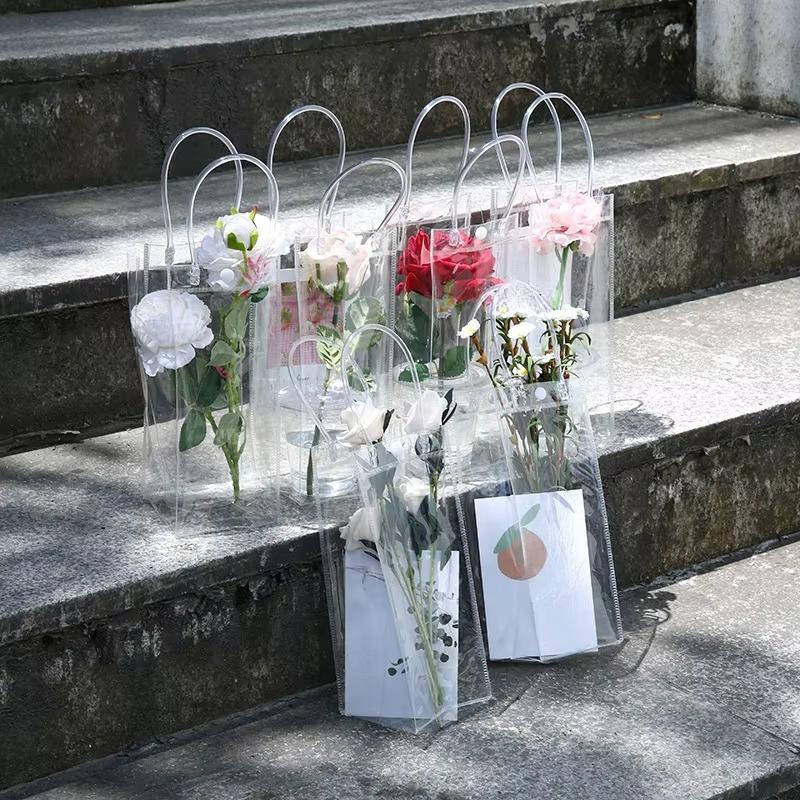 5/10/20 Stück durchsichtige Geschenktüten aus Kunststoff mit Griff, wiederverwendbare Geschenkverpackungstasche aus PVC für Hochzeiten, Geburtstagsfeiern, Weihnachten, tragbare Handtasche