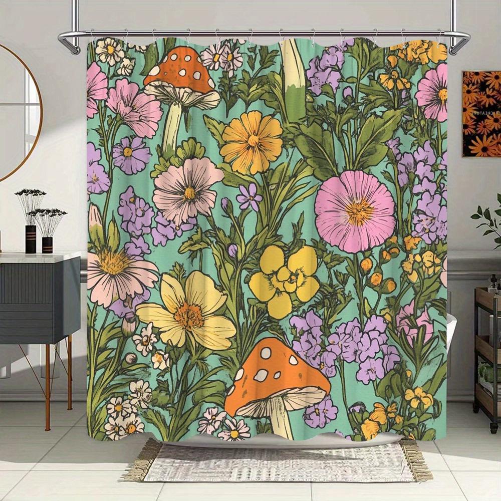 

A Whimsical Garden Shower Curtain: Transform Your Bathroom into a Magical Oasis with This Delightful Design Featuring W90XH180cm