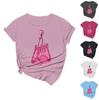 Women's Casual Halloween Breast Print T-Shirt Round Neck Pullover Short Sleeve Top
