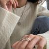 Korean Retro Style Multi-Layer Women's Ring - Irregular Double Layer Open Design for Trendy Index Finger