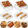 Air Fryer Stainless Steel Holder BBQ Rack Double Round Versatile Layer Grill Baking Tray Replacement Barbecue Kitchen Tools