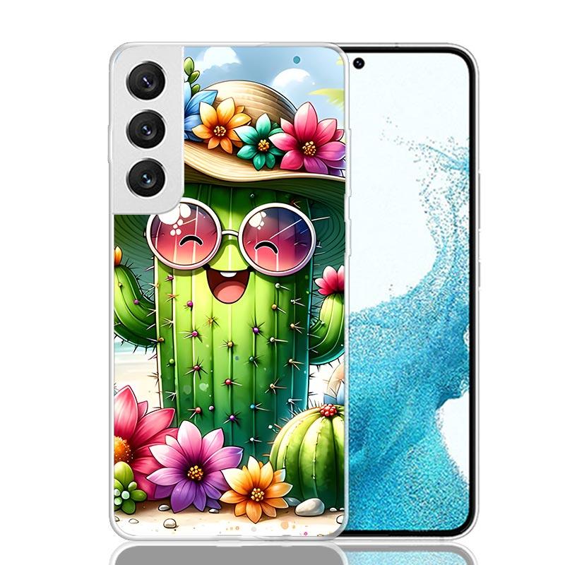 Cartoon Plant Cactus Phone Case For Samsung Galaxy S26 Ultra S23 S24 S25 Edge S20 FE S21 S22 Plus Soft Print Shell Cover Fundas