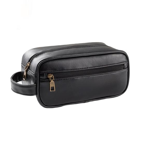 

Винтажная косметичка из искусственной кожи для мужчин и женщин, дорожный несессер, водонепроницаемая сумка-органайзер для косметики для отпуска, деловых поездок чёрный