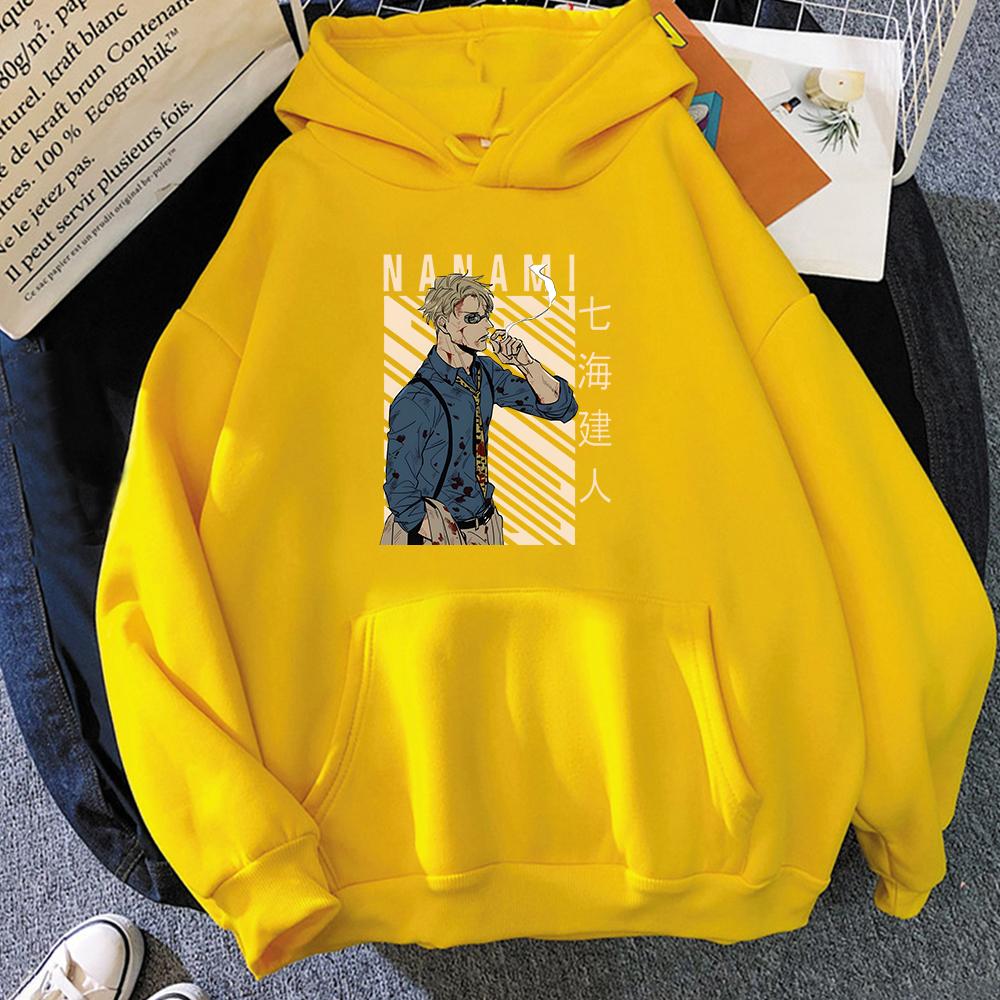 Japan Anime Jujutsu Kaisen Nanami Kento Grafik Hoodies Übergroßes Kapuzensweatshirt Langarm Hoodie Herren Damen Kleidung